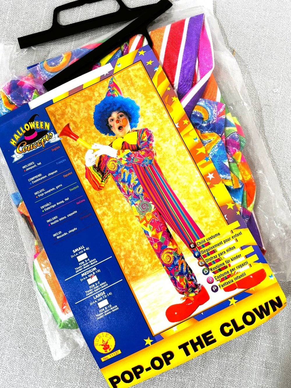 Rubie’s Clown Costume Hot pink Lime Green Blue Floral and Stripe NWT Sz 8-10